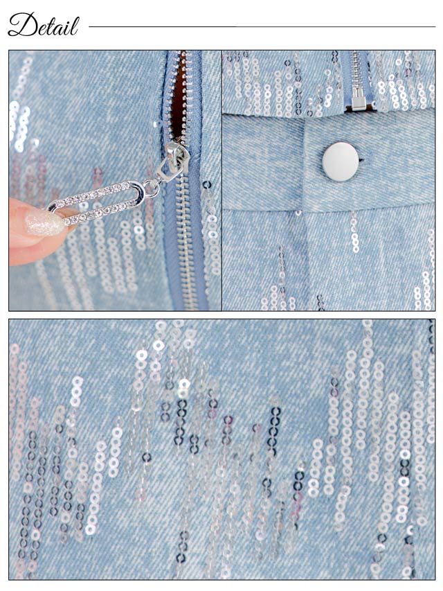 スパンコールデニムジップキャミソールタイトミニセットアップ[0~2/3サイズ展開][桜井みづき着用/Petit Madeleine プティマドレーヌ]