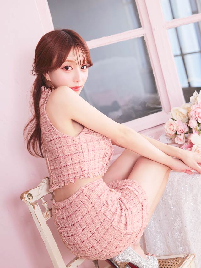 フリンジツイードチェックパールビジュータイトミニセットアップドレス[0~2/3サイズ展開][桜井みづき着用/Petit Madeleine プティマドレーヌ]