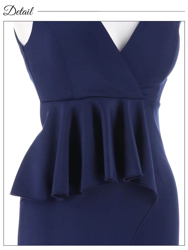 5/27再入荷! カシュクールアシメペプラムノースリーブタイトミニドレス[SML/3サイズ展開][プチプラドレス]