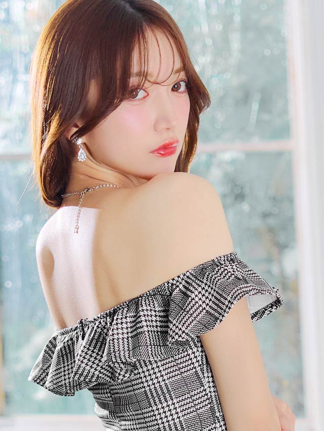 [SMLサイズ]フリルグレンチェックオフショルマーメイドミニドレス[3サイズ展開]