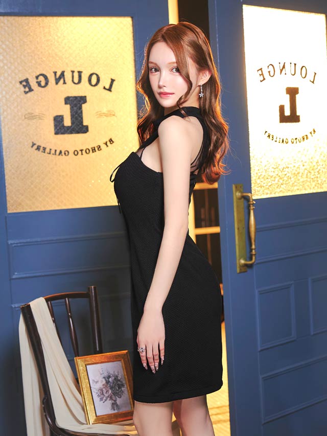 レースアップデコルテシアーアメスリタイトミニドレス[XS~L/4サイズ展開]