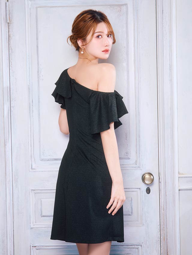 5/28新作!ワンショルダーベルトモチーフアシメフリルミニドレス[XS~L/4サイズ展開]