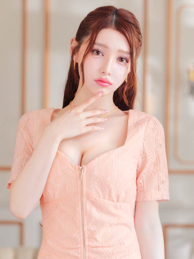 総レースフロントジップシアー半袖タイトミニドレス[SML/3サイズ展開]