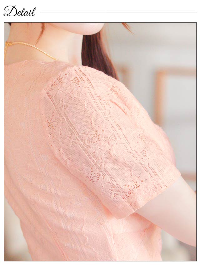 総レースフロントジップシアー半袖タイトミニドレス[SML/3サイズ展開]