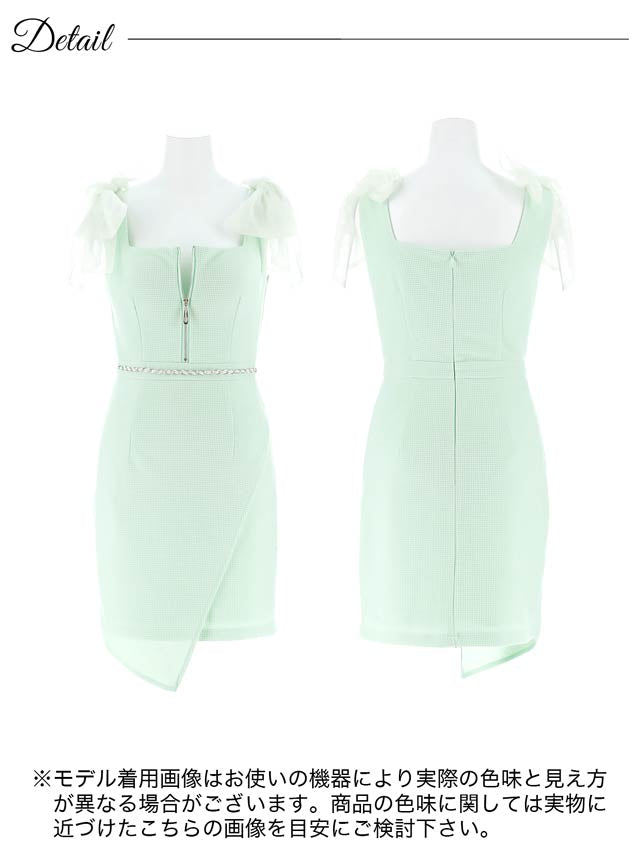 ワッフルチュールリボンラップスリットタイトミニドレス[SML/3サイズ展開]
