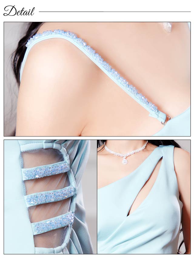 8/6新作!アシンメトリーカットギャザースリットマーメイドロングドレス[SML/3サイズ展開]