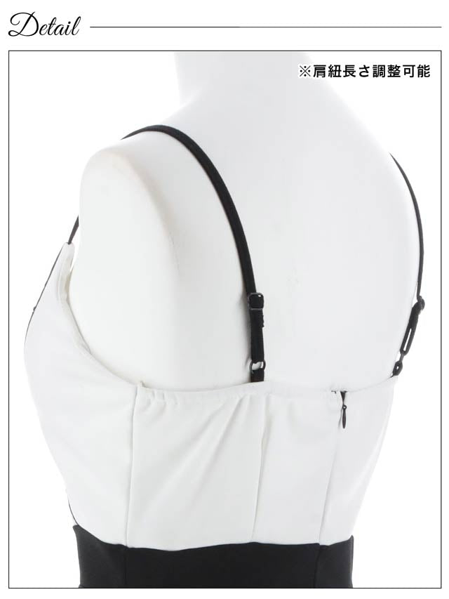 バイカラーフロントラインキャミソールタイトミニドレス[SML/3サイズ展開][伊藤桃々着用]