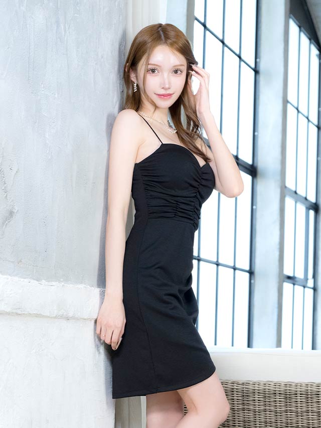 キャミソールギャザーラップ風スカートタイトミニドレス[SML/3サイズ展開]