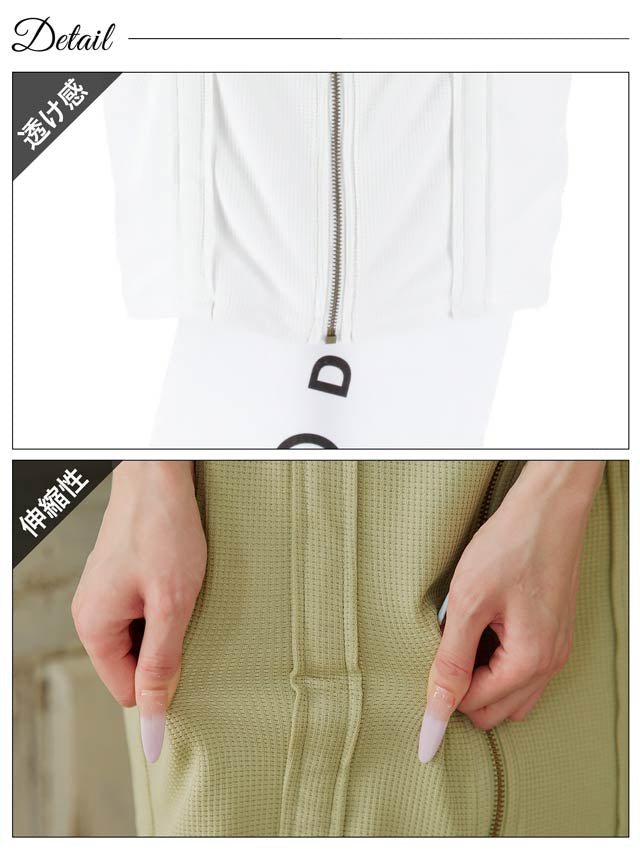 フロントジップワッフルベルトモチーフライン半袖タイトミニドレス[SML/3サイズ展開]