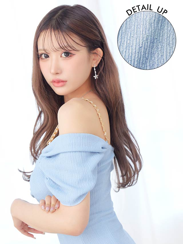 6/19再入荷!ツイストウエストカットチェーンキャミソールタイトミニドレス[SML/3サイズ展開][伊藤桃々着用]