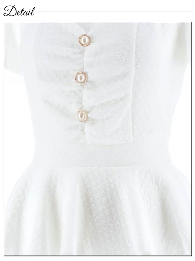 7/22再入荷!ワッフルフロントギャザーペプラム半袖タイトミニドレス[S~LL/4サイズ展開]