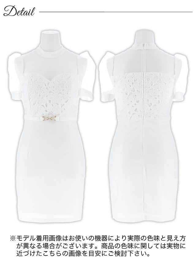 ケミカルレースドッキングシアーパフスリーブタイトミニドレス[SML/3サイズ展開][伊藤桃々着用]