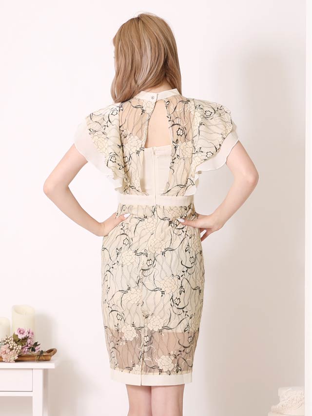 フラワー総レースタイトミニドレス[XS〜L/4サイズ展開]