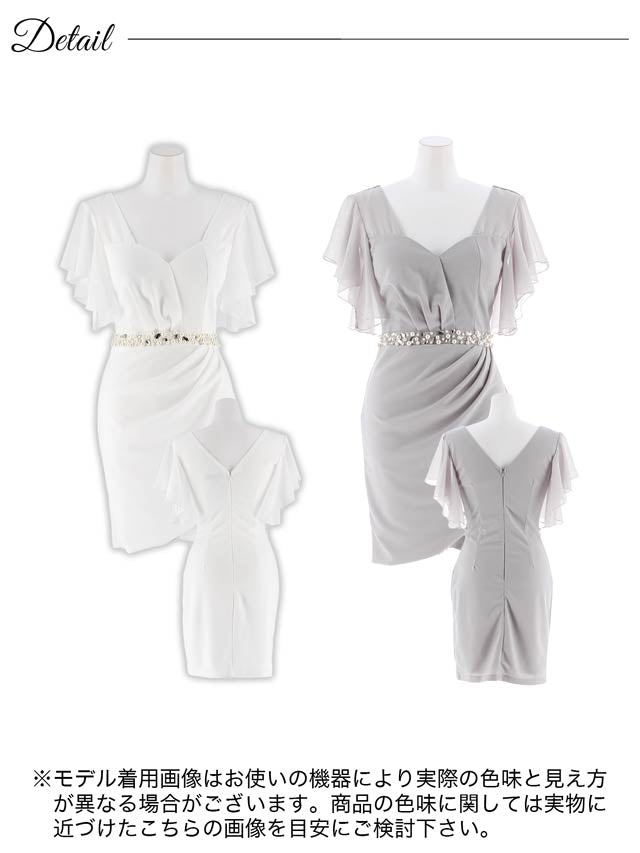 7/22再入荷!ワンカラーシフォンスリーブタイトミニドレス[XS〜LL/5サイズ展開]