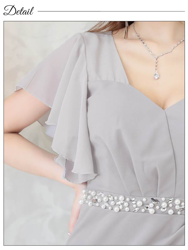 7/22再入荷!ワンカラーシフォンスリーブタイトミニドレス[XS〜LL/5サイズ展開]