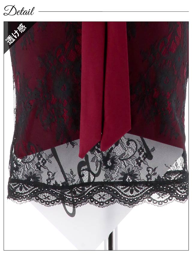 [S〜LLサイズ]総レースフロントジップタイトミニドレス[4サイズ展開]