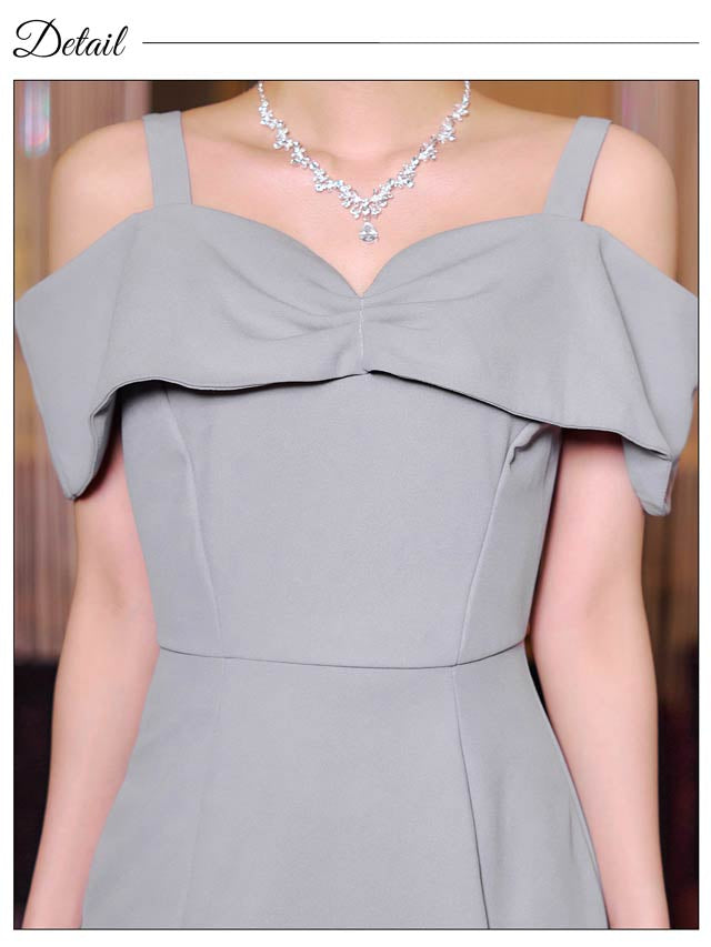 オフショルシンプルロングドレス[SML/3サイズ展開][プチプラドレス]