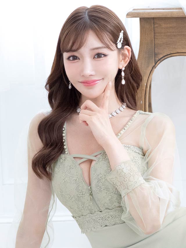 5/27再入荷! ドッキングクロスフラワーチュール長袖タイトミニドレス[XS~L/4サイズ展開][明日花キララ着用]