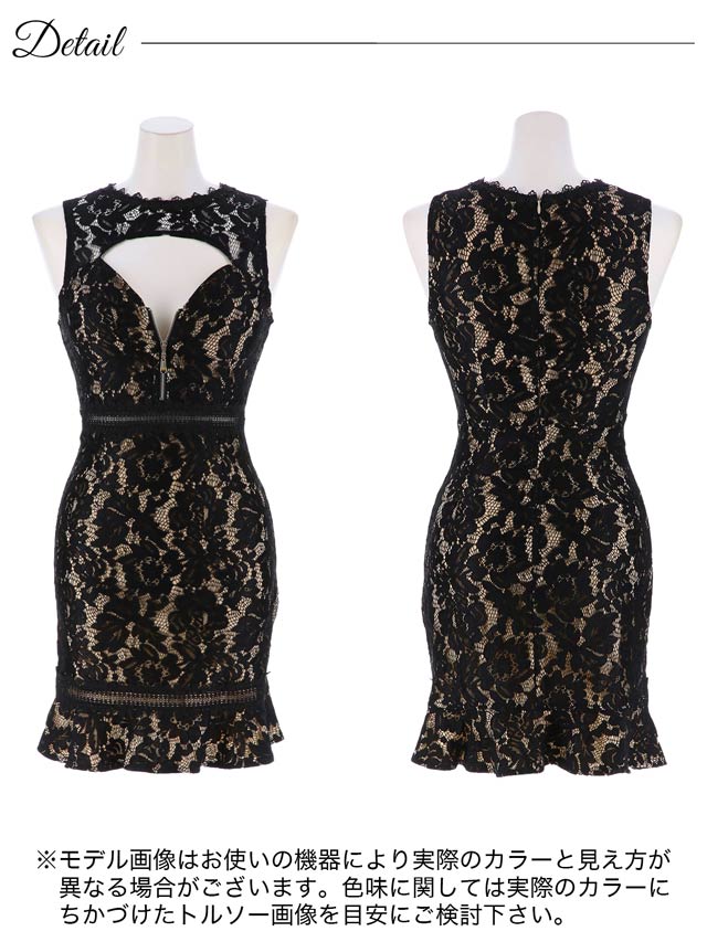 [SMLサイズ]ヌーディオールレースフロントジップマーメイドミニドレス[3サイズ展開]