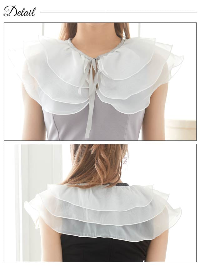 [SMLサイズ]シフォンフリルリボンマーメイドミニドレス[3サイズ展開]