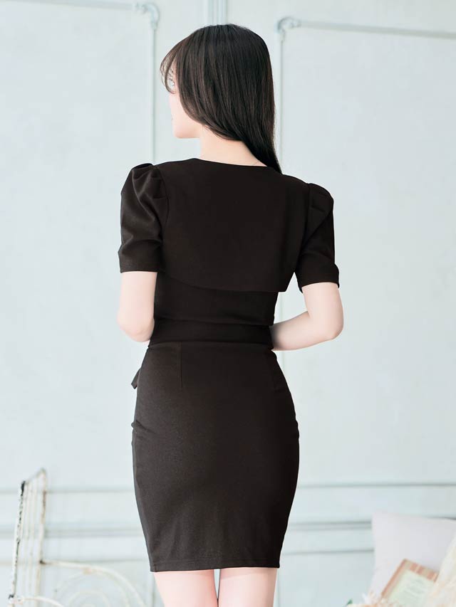 [SMLサイズ]フロントジップバックルベルト半袖ボレロセットアップ[3サイズ展開]