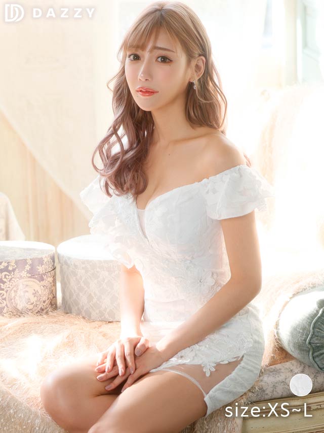 ゴージャスフラワーレースタイトミニドレス[XS〜L/4サイズ展開][明日花キララ着用]