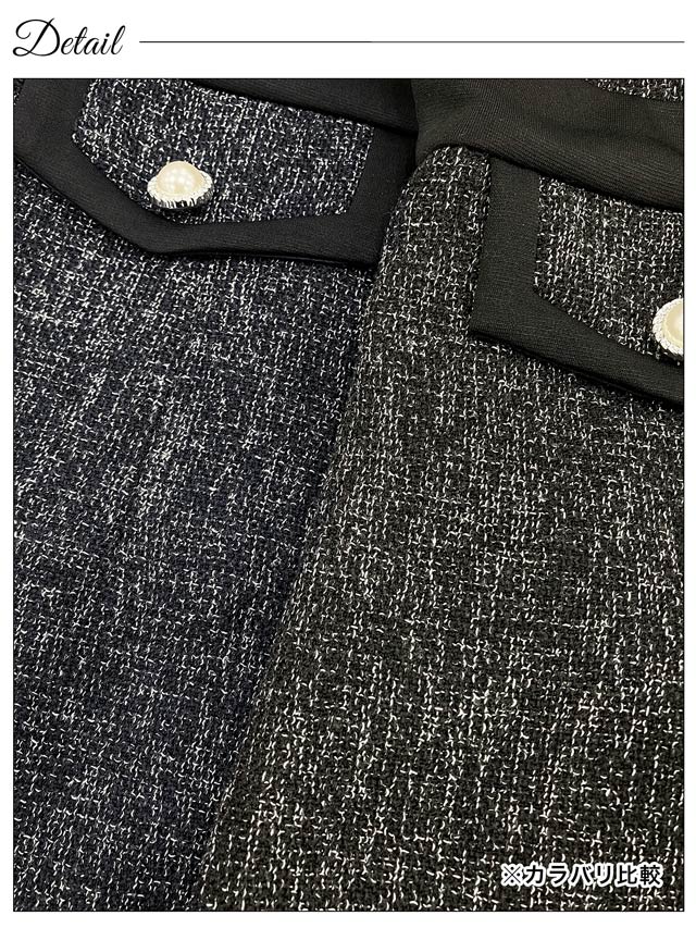 [SMLサイズ]ミックスツイードカットアウトノースリーブタイトミニドレス[3サイズ展開]