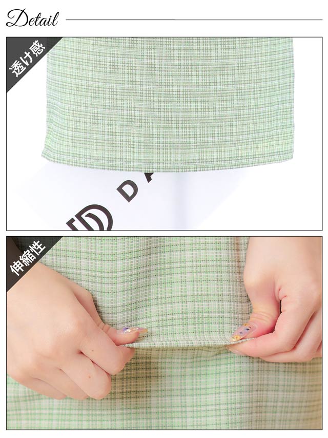 [XS~Mサイズ]ダスティーチェックフロントラインノースリーブタイトミニドレス[3サイズ展開]