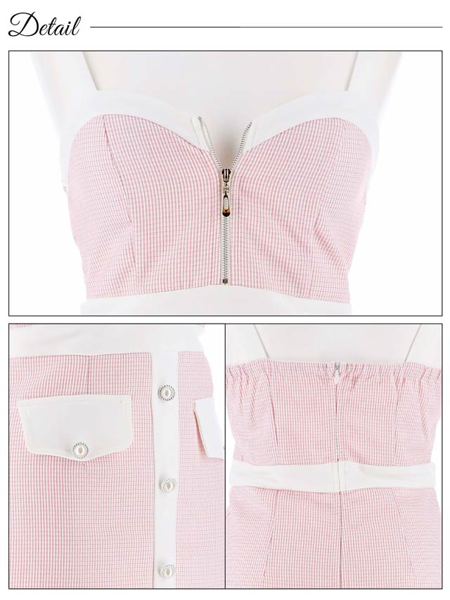 明日花キララ着用[SMLサイズ]フロントジップラインパールビジューノースリーブタイトミニドレス[3サイズ展開]