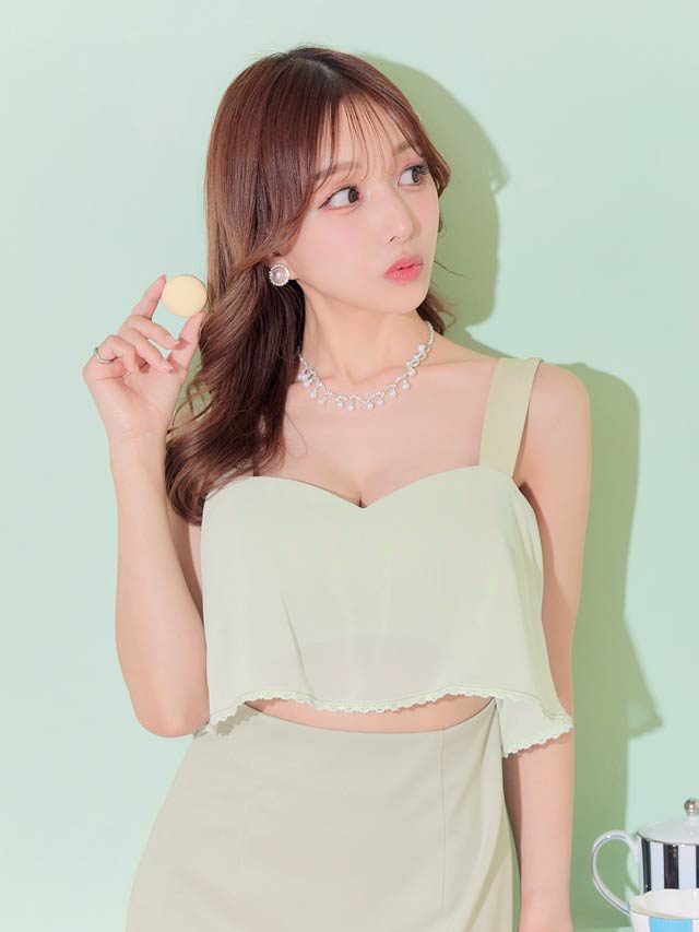 [XS〜Mサイズ]ウエストカットシフォンバックルビジューノースリーブタイトミニドレス[3サイズ展開][桜井みづき着用/Petit Madeleine プティマドレーヌ]