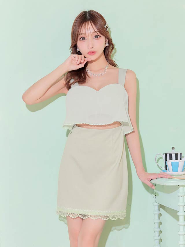 [XS〜Mサイズ]ウエストカットシフォンバックルビジューノースリーブタイトミニドレス[3サイズ展開][桜井みづき着用/Petit Madeleine プティマドレーヌ]