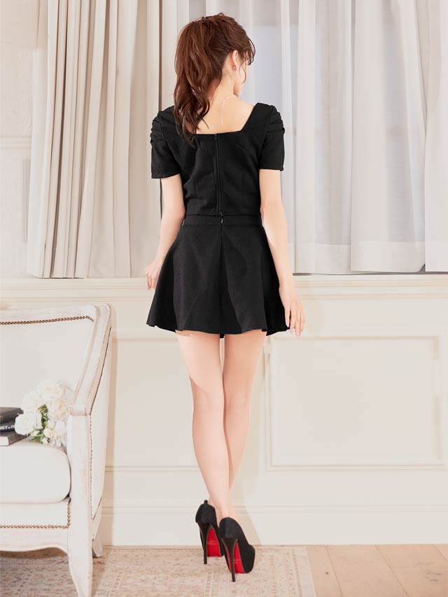 ツイードダブルボタン半袖Aラインミニセットアップ[SML/3サイズ展開]