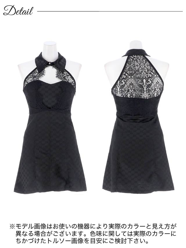 [SMLサイズ]襟付きフラワーレースホールアメスリAラインミニドレス[3サイズ展開][LIVE紹介][伊藤桃々着用]
