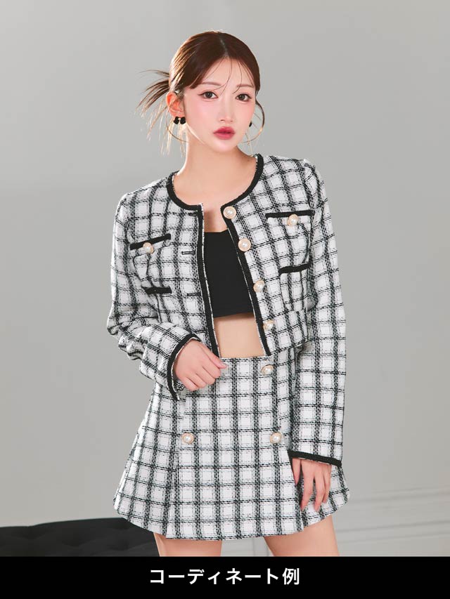 チェックツイードジャケットセットアップ[SML/3サイズ展開]