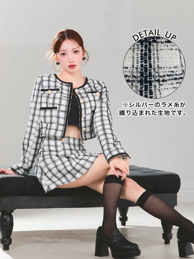 チェックツイードジャケットセットアップ[SML/3サイズ展開]
