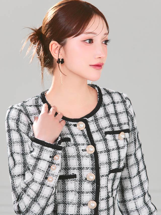 チェックツイードジャケットセットアップ[SML/3サイズ展開]