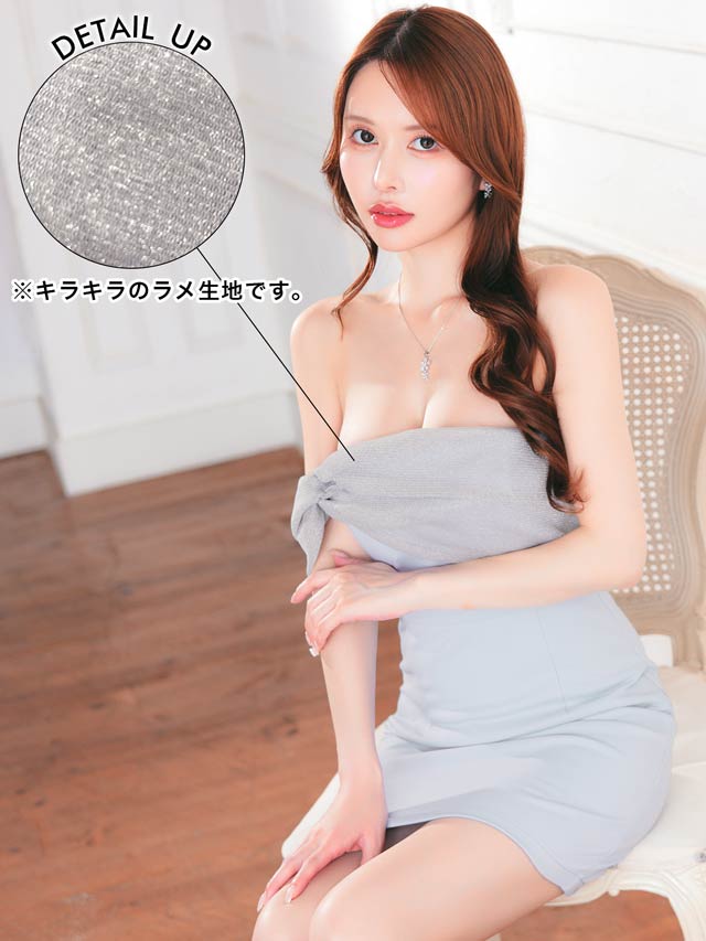 ツイストチュールワンショルダータイトミニドレス[SML/3サイズ展開]