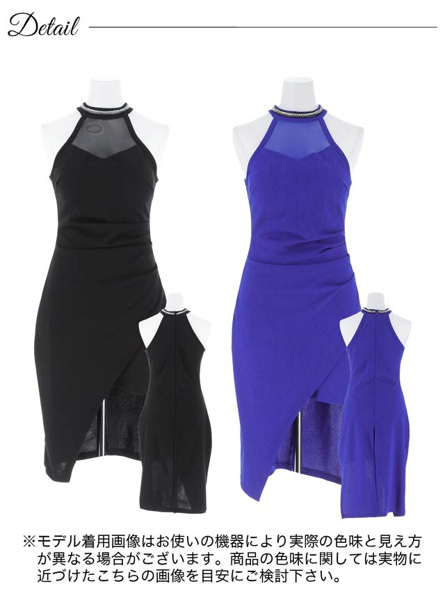 5/26新作!アメスリシアービジューネックアシメタイトミニドレス[XS~L/4サイズ展開][プチプラドレス][伊藤桃々着用]