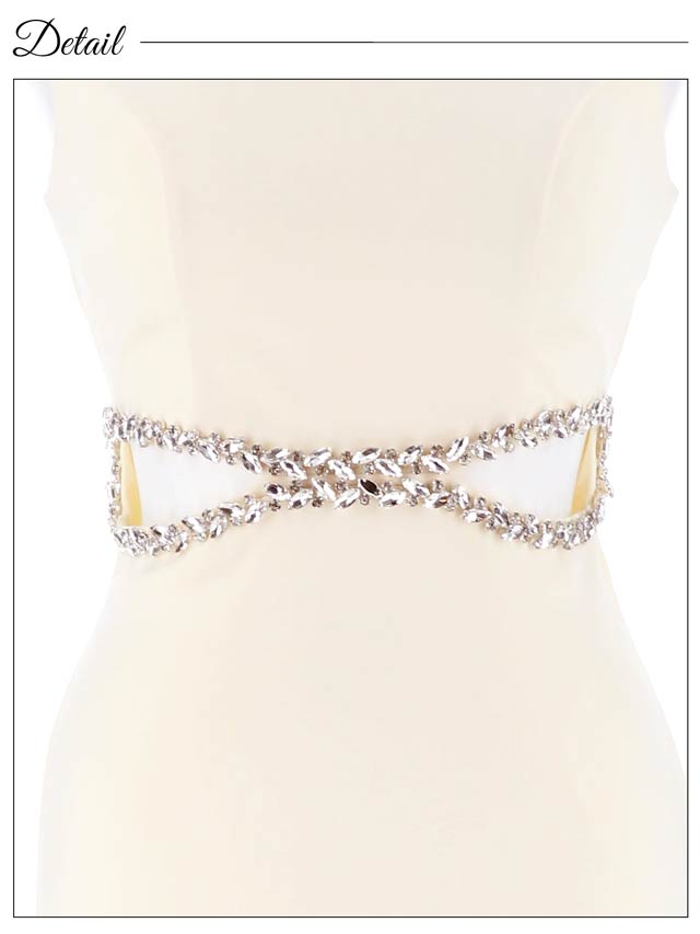 ウエストカットアウトシルバービジューノースリーブタイトミニドレス[XS~Lサイズ/4サイズ展開]