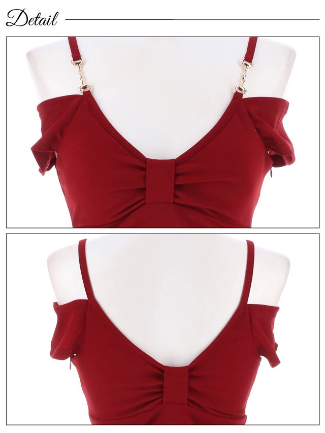8/7再入荷!ワンカラーリボンデザインオフショルタイトミニドレス[XS~LL/5サイズ展開][プチプラドレス]