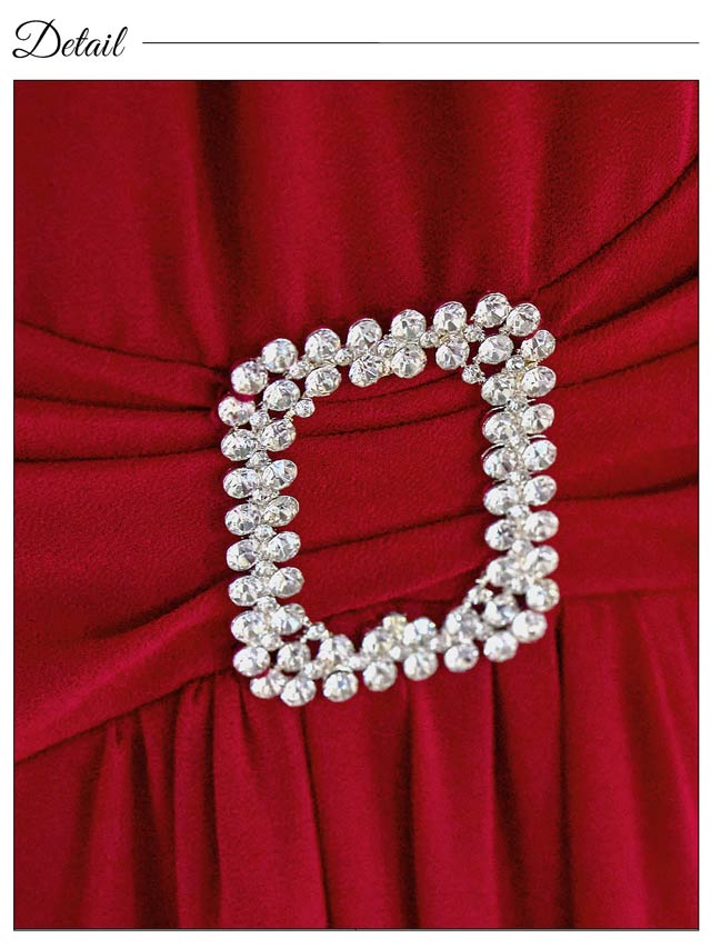 ワンカラーアメスリビジューバックルAラインロングドレス[SML/3サイズ展開]