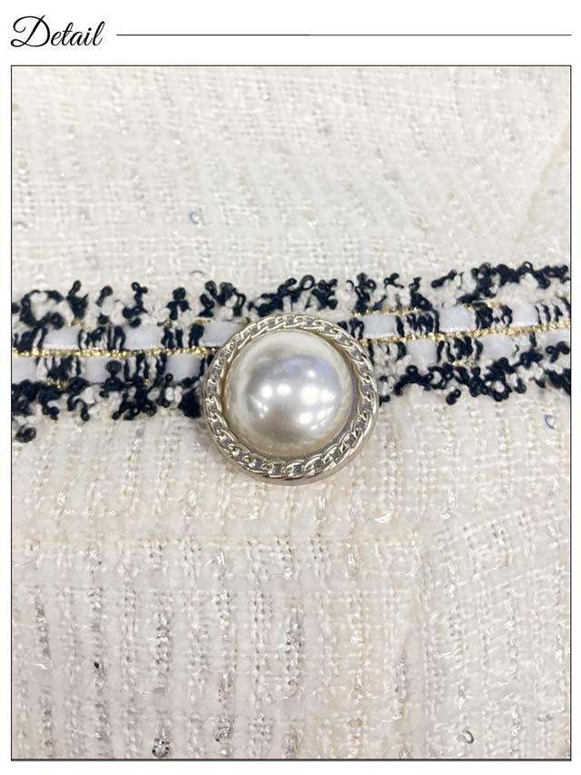 ラメパールボタンビジュー刺繍半袖タイトミニドレス[SML/3サイズ展開]