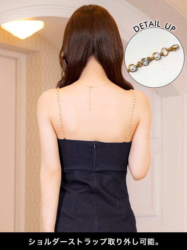 5/21新作!フロントリボンパールビジューキャミソールタイトミニドレス[XS~L/4サイズ展開]