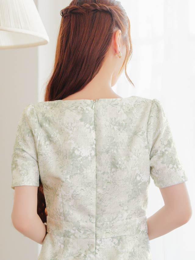 7/30新作!ニュアンスツイードフロントジップ半袖タイトミニドレス[SML/3サイズ展開]