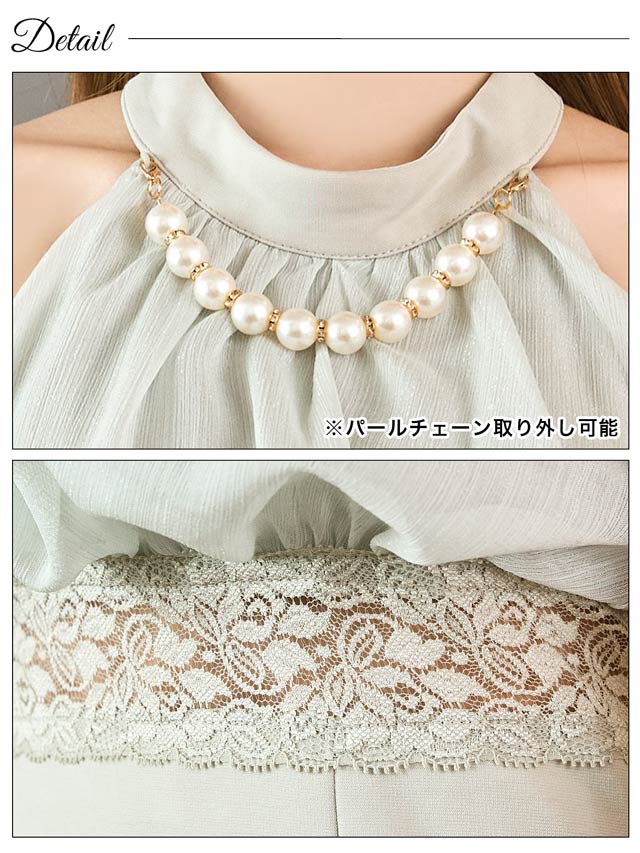 6/30新作!ボリュームシフォンパールビジューアメスリタイトミニドレス[SML/3サイズ展開]