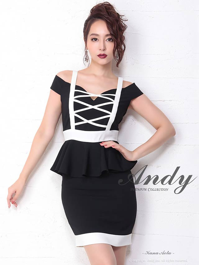 7/16新作![Andy]クロスデザインペプラムタイトミニドレス[AN-OK1863]