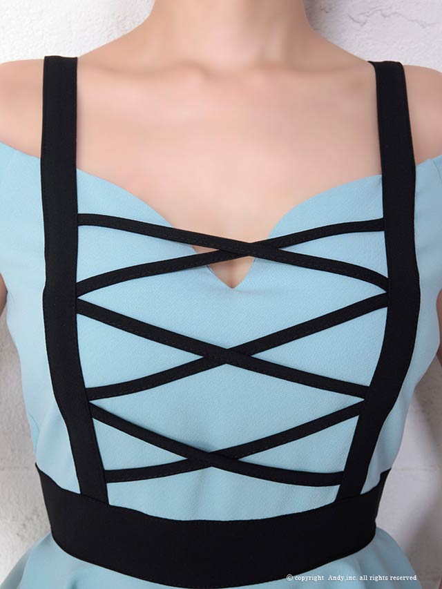 7/16新作![Andy]クロスデザインペプラムタイトミニドレス[AN-OK1863]