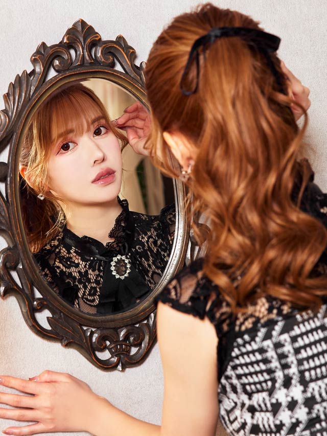 チェック柄シアーハイネックタイトミニドレス[XS〜L/4サイズ展開]