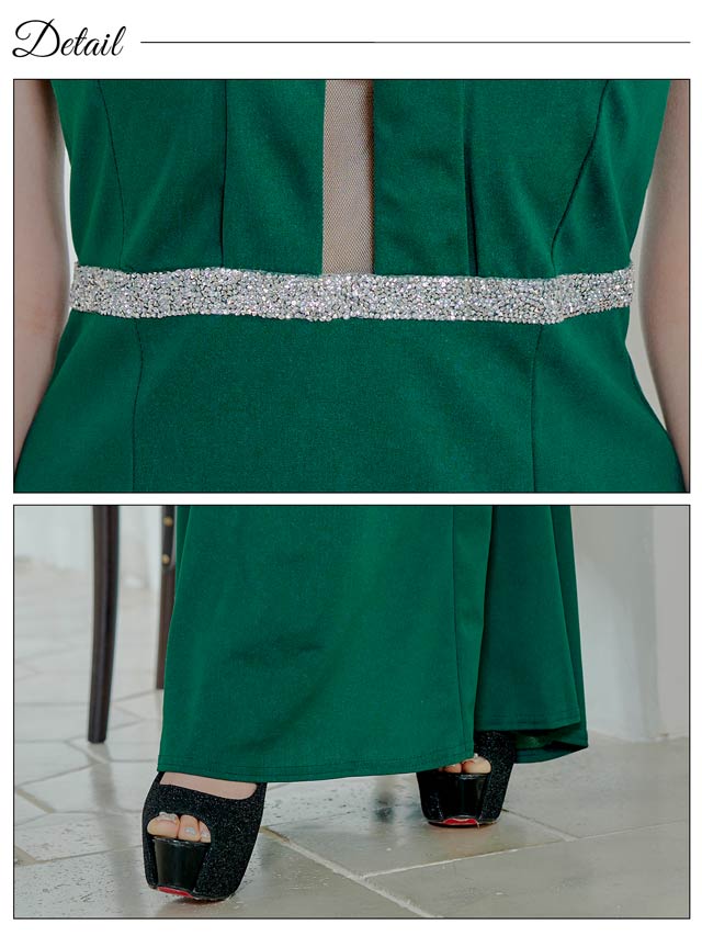 [SMLサイズ]デコルテシアービジューラインマーメイドロングドレス[3サイズ展開][プチプラドレス][伊藤桃々着用]