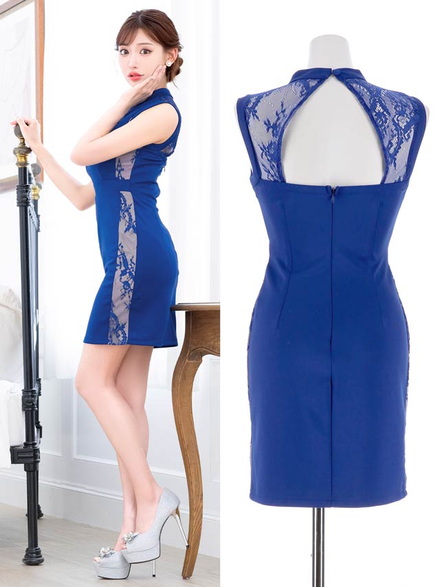 フロントジップサイドレースバックカットタイトミニドレス[SML/3サイズ展開][明日花キララ着用]